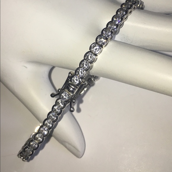 Jewelry - Sterling Silver CZ Diamond Bezel Tennis Bracelet